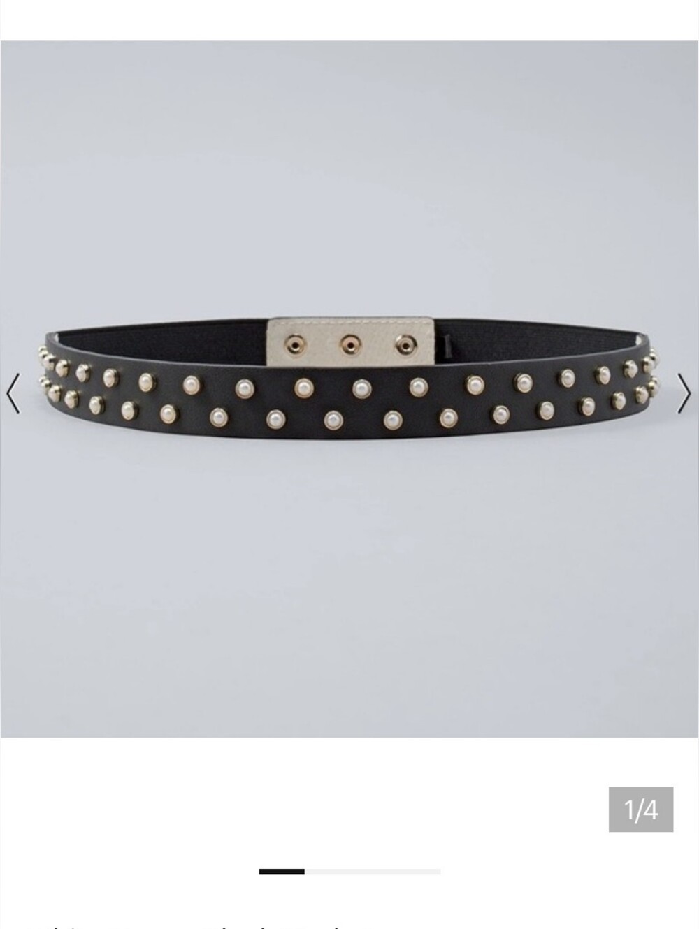 NEW White House Black Market Pearl Studded Stretch Black Belt Size M Medium